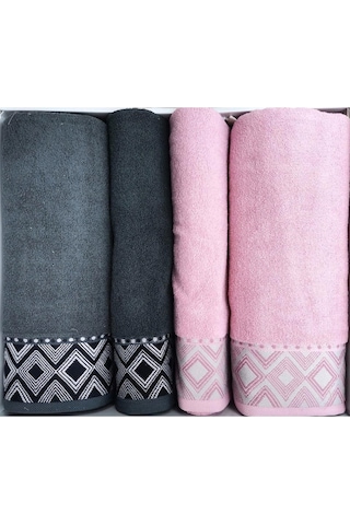 Özdilek Snazzy Best Set Hamam Takımı Antrasit-pembe Çok Renkli