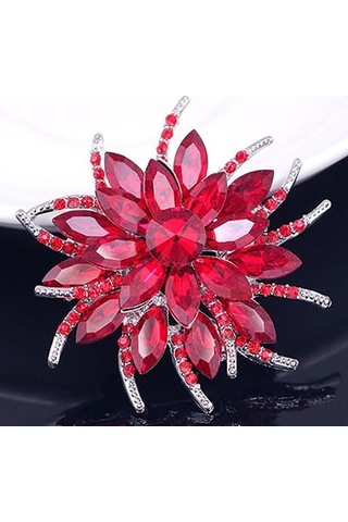 Beyaz Düğün Gelin Büyük Çiçek Parlak Rhinestone Bayan Eşarp Broş Pin Takı Dekor Beyaz