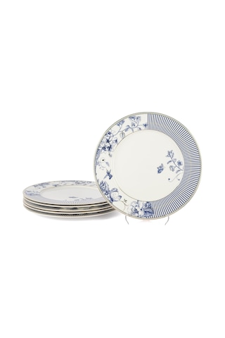 Fili E Fiori Mavi Beyaz 6lı Servis Tabağı 27cm-5951 Çok Renkli