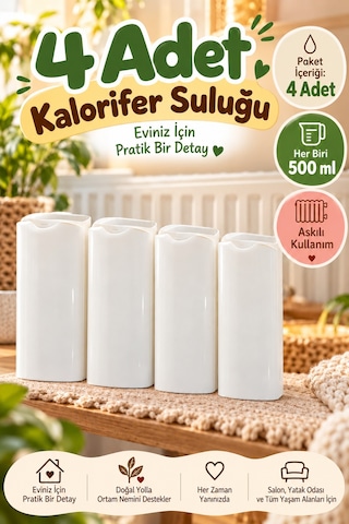 4'lü Set Beyaz Kalorifer Suluğu Her Biri 500 Ml Askılı Petek Su Haznesi Evde İçin Radyatör Aksesuarı