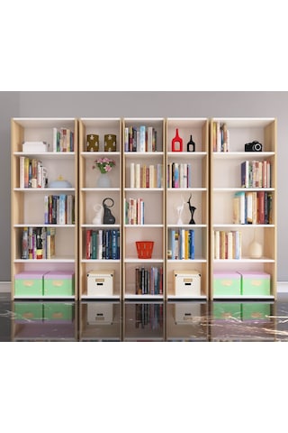 Nurmobilya Nur Mobilya Linda 5'Li Arkalıklı Kitaplık 3 Renk