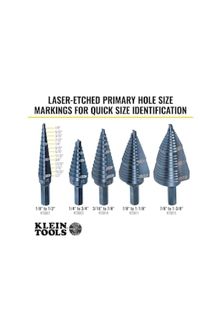 Klein Tools Ktsb01 Kademeli Matkap Ucu Çift Oluklu 1, 1/8 Ila 1/