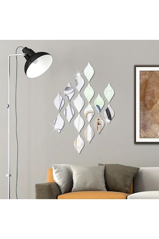 Su Damlası Pleksi Ayna 14x7cm 5 Adet - Silver Gümüş