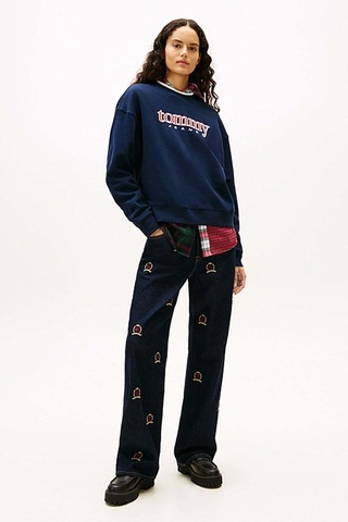 Tommy Jeans Kadın Sweatshirt-dw0dw22565-12528 Mavi