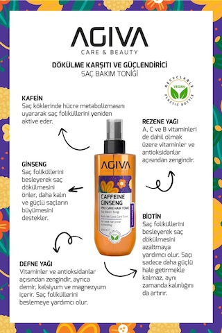 Agiva Caffeine&Ginseng Dökülme Karşıtı Ve Güçlendirici Saç Toniği 200 ML