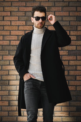 Oksit Layun Erkek Kemerli Oversize Rahat Kesim Kaşe Kaban Palto 001