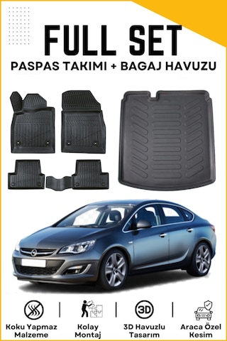 Opel Astra J Sedan 2015 Model Birebir Uyumlu Bagaj Havuzu+paspas Seti