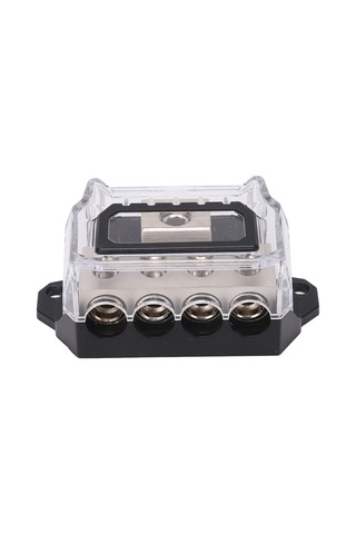 Reedark Araç Ses Sistemi Güç Dağıtım Bloku - 1 Adet 0 Gauge Giriş Ve 4 Adet 4 Gauge Çıkışlı, Çinko Alaşımlı Nikel Kaplama, Araç Ve Bot Uyumlu