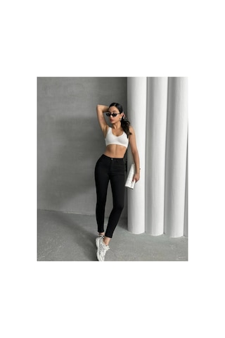 Kene Jeans Yüksek Bel Slim Fit Keten Likralı Dar Paça /basic Siyah Rahat Kesim Tam Kalıp Siyah