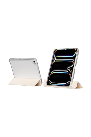 Apple Uyumlu iPad Air 13 2025 M3 Kılıf Magnetik Ayrılabilen Airbagli Mkst Sliding Tablet Kılıfı - Gold Tablet Kılıfı