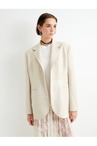 Koton Blazer Ceket Fleto Cepli Kırık Beyaz 4sak50141uw Ekru