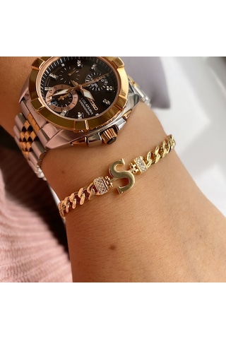 Simurg Jewellery 14 Ayar Altın Kaplamalı Gümüş Harf Bileklik
