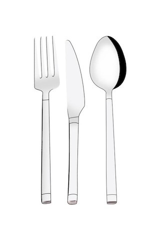 Serenk Barselona Çelik Çatal Kaşık Bıçak Takımı 18 Parça Gümüş