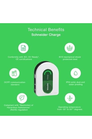 Schneider Electric 1p+n/3p+n, 1xt2s, 7.4/11/22kw, 16/32a Araç Şarj İstasyonu