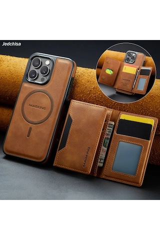 Willowhaven İphone Uyumlu 13 Pro Max Yeşil Manyetik Cüzdan Kılıfı 8 Kart Bölmeli Çıkarılabilir Şarj Standlı Kılıf