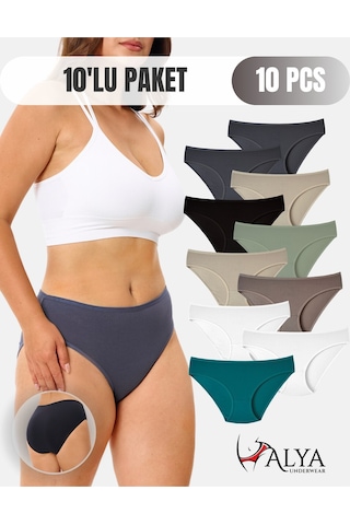 Alya Underwear Kadın Külot Basic Slip Renkli Pamuklu Iç Çamaşırı 10'lu Paket Multicolor-x32 Multicolor - X31