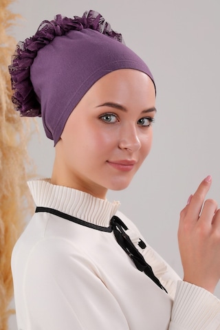 Melodi Scarf Tesettür Fırfırlı Bone Mor Mor