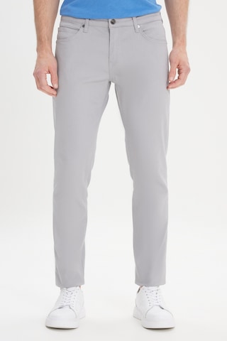 AC&Co / Altınyıldız Classics 360 Derece Her Yöne Esneyen Slim Fit Dar Kesim Diyagonal Desenli Erkek Pantolon Gri