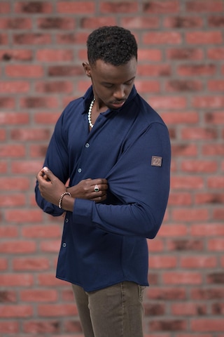 Advante İnce Fitilli Full Likralı Yaka Düğmeli Mevsimlik Slimfit Gömlek Lacivert