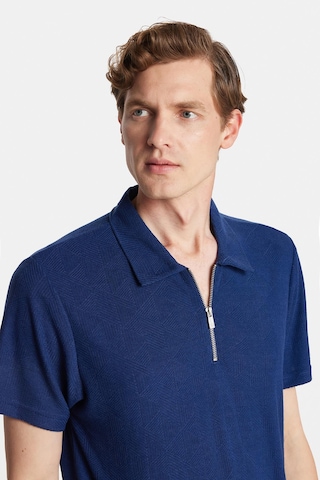 Tudors Erkek Slim Fit Dar Kesim Viskon Fermuarlı Polo Yaka Lacivert Tişört-34353 Lacivert