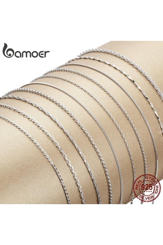 Bamoer Klasik Temel Zincir 925 Ayar Gümüş Istakoz Klip Ayarlanabilir Kolye Zinciri C