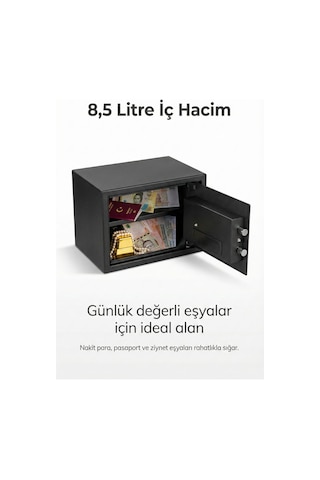 4berry Ev Ve Ofis İçin Parmak İzli Elektronik Kasa Şifreli, Metal Kasa, Type-c Acil Açma -siyah