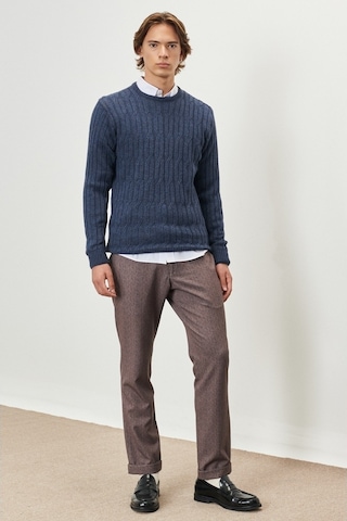 AC&Co / Altınyıldız Classics Erkek Havacı Mavi Standart Fit Normal Kesim Bisiklet Yaka Jakarlı Yünlü Triko 4A4923100209HVMXXL Mavi