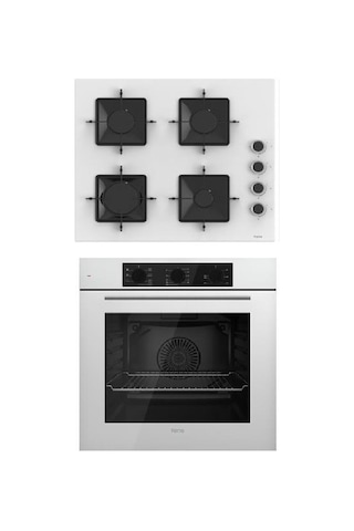Ferre Flowart Serisi QBL62CB - SS206 2'li Beyaz Ankastre Set