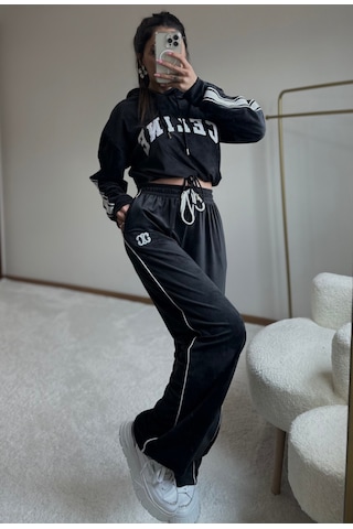 Moystore Ceelinnee Siyah Kadife Eşfman Takıım Siyah