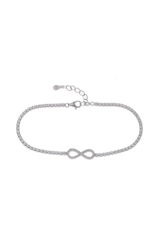 Sonsuzluk Model 925 Ayar Gümüş İnce Suyolu Kadın Bileklik Gümüş
