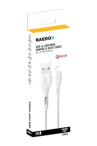 Raedox Usb To Lightning 18w 3.4a Hızlı Şarj Kablosu