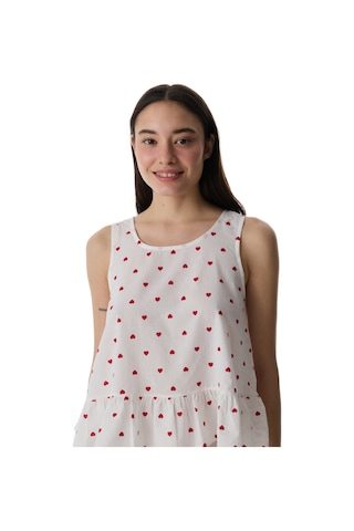 Penti Kırık Beyaz Red Hearts Atlet Pijama Üstü
