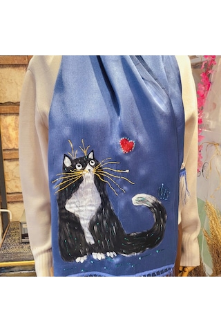Shules Collection Mavi Şal Da Plotonik Kedi