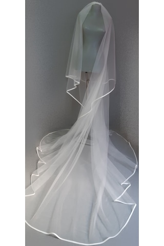 Suzanna Moda Saten Biyeli Çift Kat Taraklı Hayal Tül Gelin Duvağı 2.50 Cm Uzun Kat - 85cm Kısa Kat Beyaz