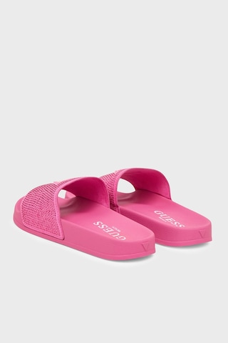 Guess Beach Taşlı Üçgen Logolu Terlik E6gz16bb00f Bayan Terlik E6gz16 Bb00f G6j7 Fuşya
