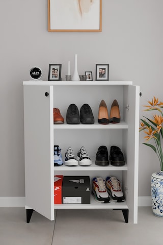 3 Raflı Kapaklı Ayakkabılık Dolabı Modern Çok Amaçlı Vestiyer & Antre Dolabı Beyaz