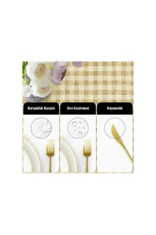 Evim Canvas Ekose Sıvı Geçirmez Leke Tutmaz Masa Örtüsü Sarı Sarı 80 X 120 Çok Renkli