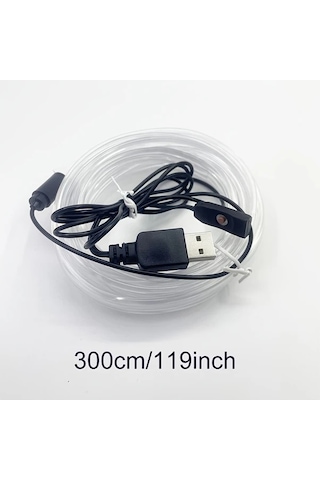 Turcoshop11 3 Metre Usb Araç İçi Rgb Led Şerit Işık 7 Renk Ortam Aydınlatma