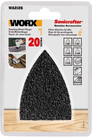 Worx Wa2125 20 Parça Çok Amaçlı Zımpara Makinesi Cırtlı Universal Yedek Zımpara Kağıdı Seti