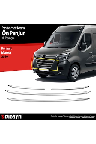 S-dizayn Renault Master Krom Ön Panjur 4 Prç. 2019 Üzeri