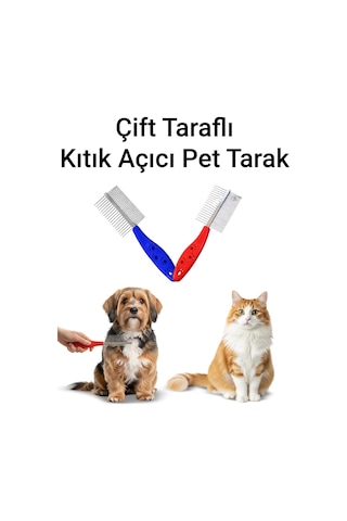 Çift Taraflı Kedi Ve Köpek Tüy Açma Tarağı, Köpek Kıtık Açıcı Bakım Tarağı, Ergonomik Metal Tarama Fır