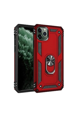 Apple Uyumlu iPhone 11 Pro Yüzüklü Standlı Tank Zırh Silikon Kılıf