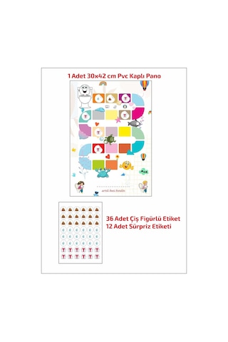 Eğlenceli Ve Eğitici Tuvalet Eğitimi Sticker Panosu 29x42cm Pcv K