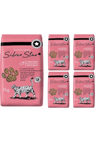 Silver Star Tavuklu Yetişkin Kedi Maması 5 x 1 KG