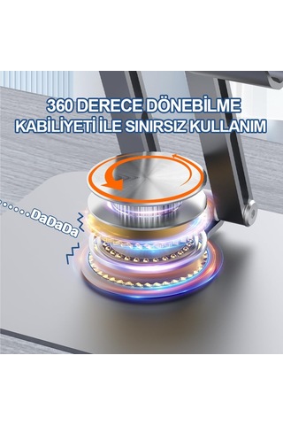 Lexroo Tablet Standı 360 Dönebilen Tablet Tutucu Katlanabilir Alüminyum Tablet Ve Telefon Standı