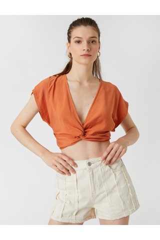 Koton Crop Bluz Büzgü Detaylı Turuncu 2sak60291cw 2SAK60291CW200 Turuncu