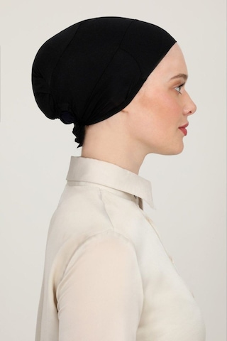 Melodi Scarf Kadın Tesettür Parisien Tüllü Climafit Likralı Nefes Alan Parizyen Dikişsiz Bone Siyah Siyah
