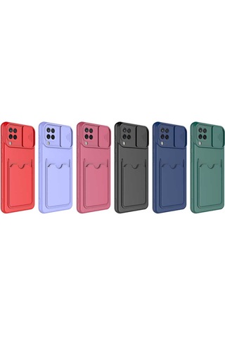 Zore Galaxy Uyumlu A12 Kılıf Msra Kartix Kapak - Kırmızı Kırmızı