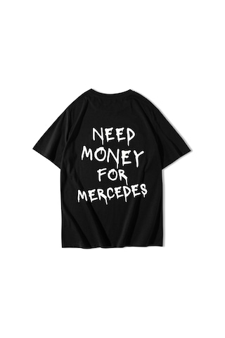 Brz Collectıon Brz Collection Unisex Oversize Mercedes Need Money For Mercedes T-shirt Siyah