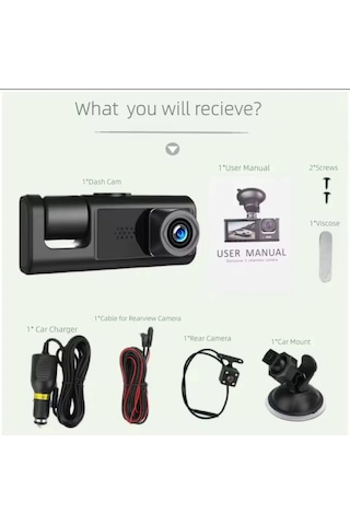 3 Kanal Araba Dvr Hd 1080p 3 Lensli Araç İçi Kameraüç Yönlü Kamera Dvr Araç Kamera